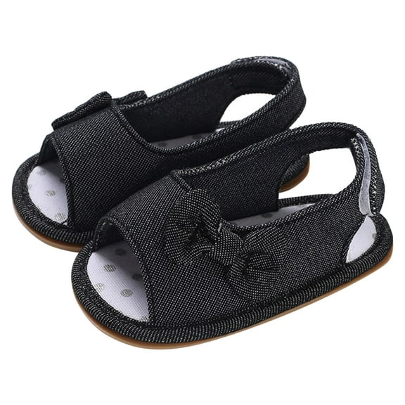 Otqutp Baby Comfort Footwear Summer Children Toddler Shoes Girls Sandals Flat Bottom Fish Mouth Open Toe Breathable Comfortable Solid Color Cute Bow Back Trip with Hook Loop Shoes