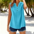 thumbnail image 2 of Aboser Womens Cotton Linen Tank Tops for Summer 2026 Dressy Button V Neck Henley Shirts Breathable Sleeveless Tee Shirt Loose Fit Beach Vacation Clothes, 2 of 8