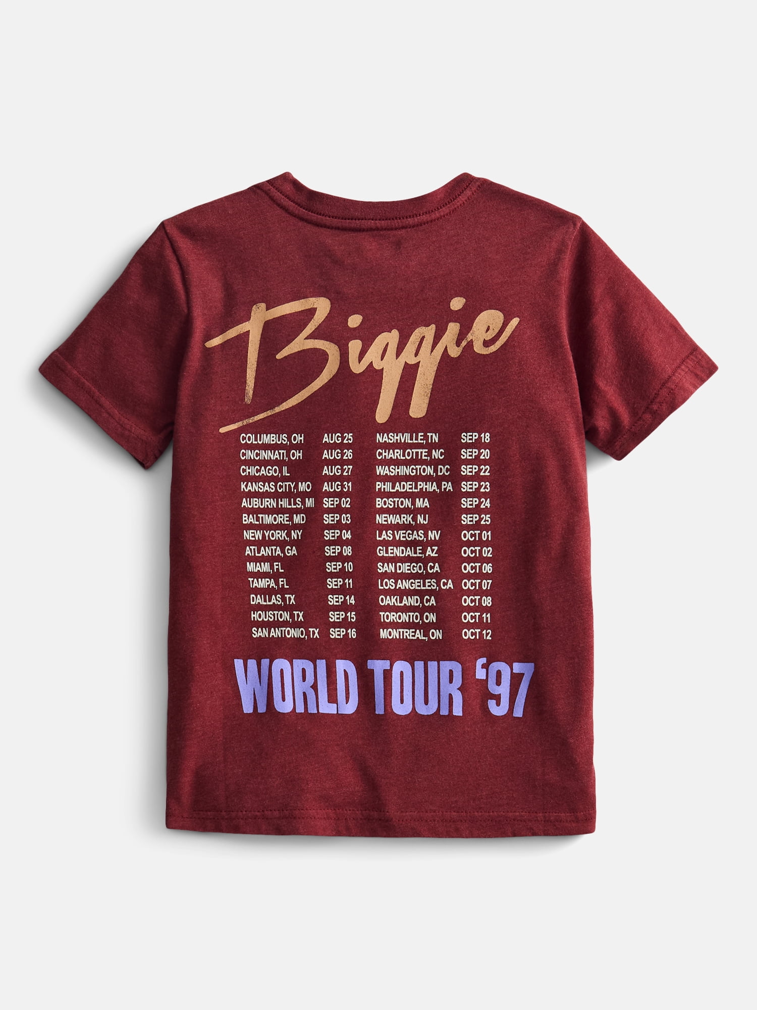 Biggie Notorious B.I.G. Boys' Front Back Graphic Tour Tee with Short Sleeves, Sizes 4-18