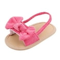 thumbnail image 2 of CUZIBR Toddler Baby Girls Sandals Cute Bow Open Toe Elastic Strap Floor Barefoot Non- Walkers Sandals Flat Soles Summer Lightweight Comfortable Casual Footwear Princess Dailywear,Pink,0-6 Months, 2 of 6