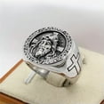 thumbnail image 4 of QQTDFG men signet ring stainless steel Christian Jesus Head Face Pinky Thumb For Dad-7, 4 of 9