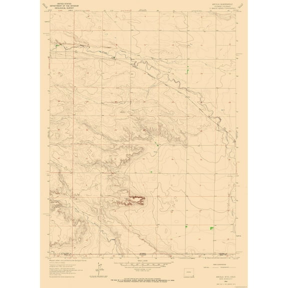 Topographical Map - Arcola Wyoming Quad - USGS 1963 - 23 x 31.87 - Vintage Wall Art
