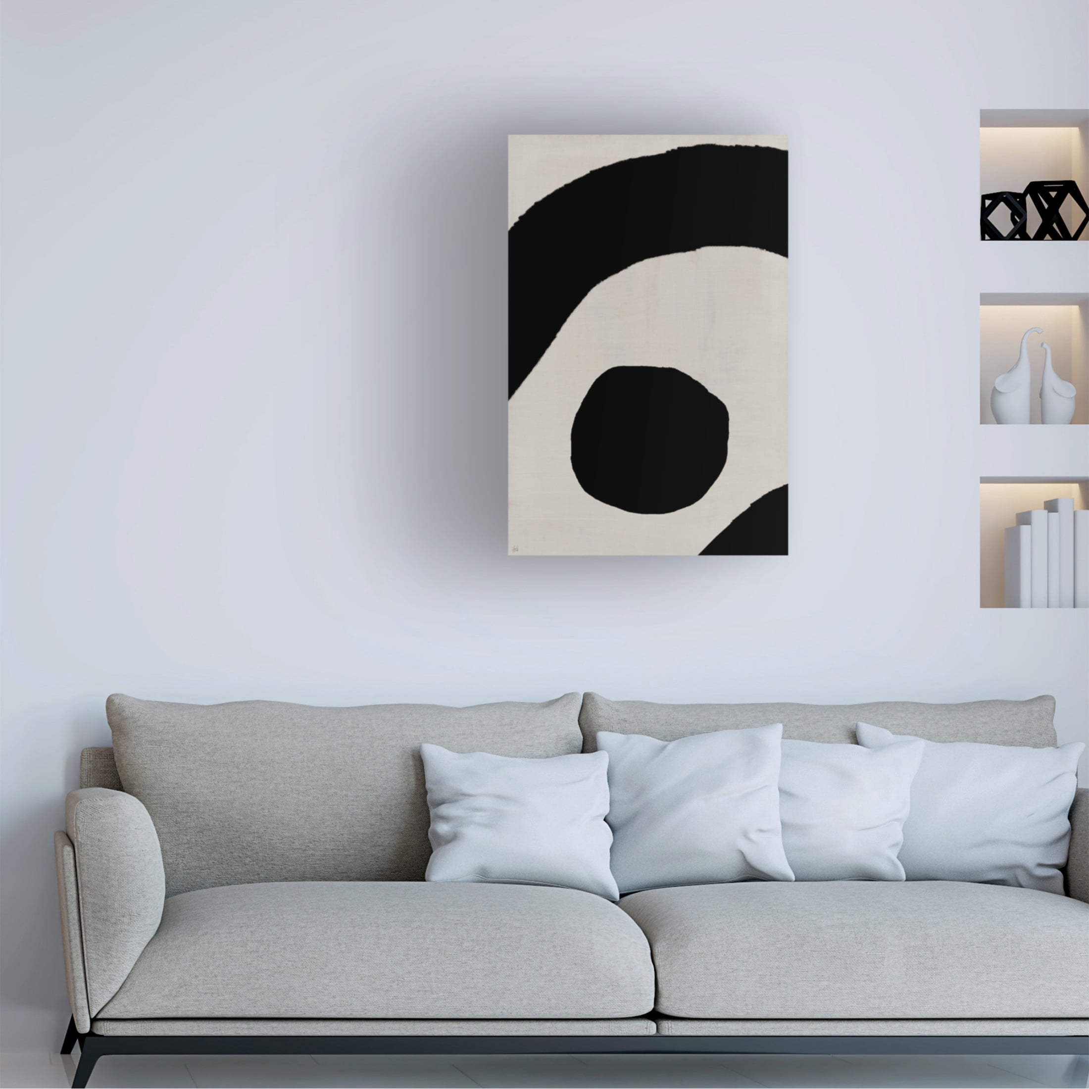 Canvas Wall Art - Line and Brush 'Circle and Arcs 2' Wall Art for Living Room, Bedroom, or Office Décor by Trademark Fine Art - 22 x 32 Inches