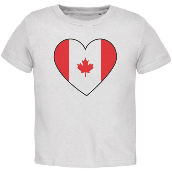 Canada Day Canadian Flag Heart Toddler T Shirt White 4T