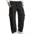 thumbnail image 2 of PiGOGI Men's Outdoor Casual Sports Pants Loose Fit Elastic Waist Comfortable Trousers with Pocket for Hiking Black L, 2 of 4