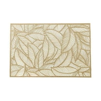 Clearance! JWDX Place Mat, Placemat Promotion, Creative Rectangle Pvc Placemat with Gold Foil, Heat- and Leaf-Shaped Design, Perfect for Dining Table, Tea Cup, Western-Style Dinner Mat Gold