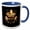 Blue/White, variant on 3drose, Charming Composition on Black Fiesta Squad. Sombrero, Maracas. Gift, 11oz Mug