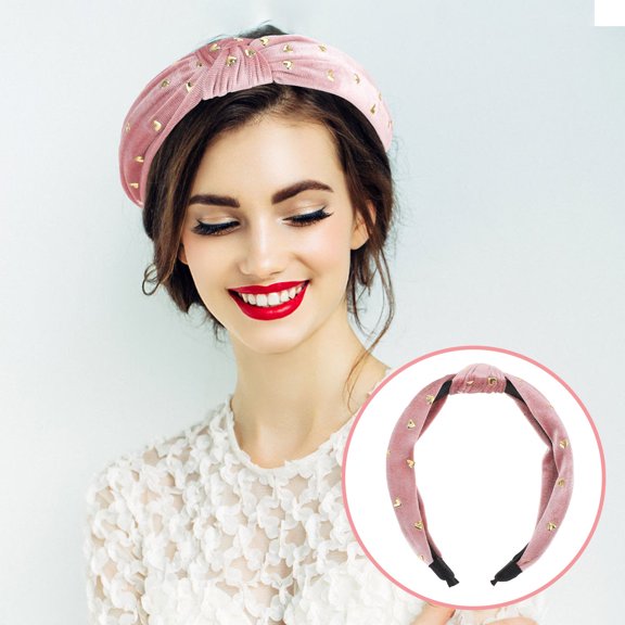 BESTYASH Lovely Pink Knot Hair Accessory Velvet Headband with Hot Drilling for Stage Use