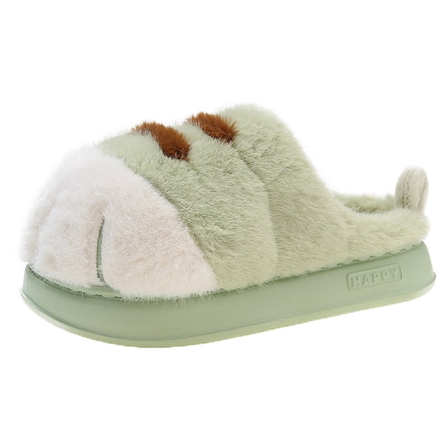 Felpa con pata gato 3D pareja peluda antideslizantes para interior (36-37) verde