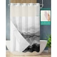 thumbnail image 2 of No Hook Shower Curtain with Snap-in Liner, Black Mountain Waterproof Fabric Bathroom Curtains, Vintage Ombre Abstract Marble Texture Bath Curtains & Mesh Top Window Stand Up Stall 36"x72", 2 of 6