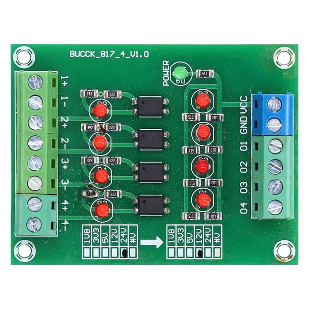 Placa de aislamiento de optoacoplador Módulo convertidor de voltaje de nivel PLC de 24 V a 5 V Módulo de aislamiento fotoeléctrico de 4 canales Convertidor de voltaje de nivel Salida PNP Señal PLC