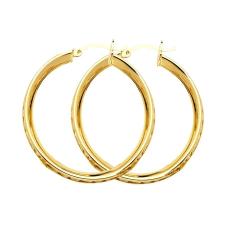 14KY RD CZ Channel Hoop Earrings
