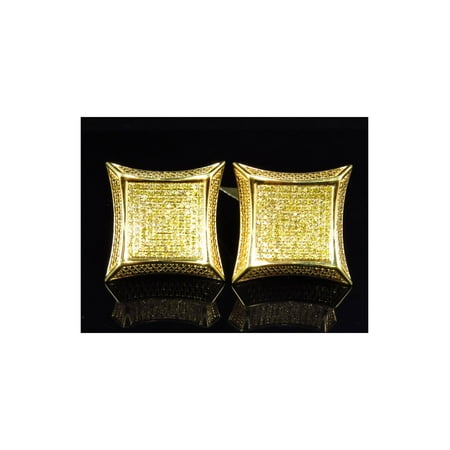 Jewelry Unlimited Mens Las Square Kite Yellow Canary Diamond Mens Las Square Kite Yellow Canary Diamond Stud Earrings 20mm 1 20ct