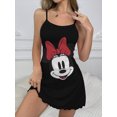 thumbnail image 1 of Vestidos Elegantes de Minnie Mouse para mujer, vestido de Disney sin cordones, falda de pijama, vestidos de moda de verano 2024, adornos de Mickey y lechuga, cuello redondo, 1 of 1