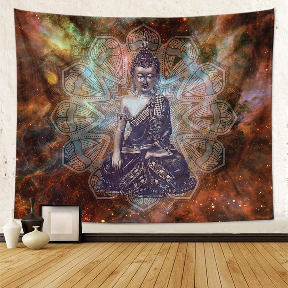 Buddha under tree moon tapestry cloth poster bedroom wall decor ideas 