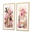 thumbnail image 3 of Designart "Pink and Gold Boho Chic Beauty Make-up II" Toiletries Framed Wall Art Set Of 2 - Glam Pink Framed Wall Art Set Of 2, 3 of 6