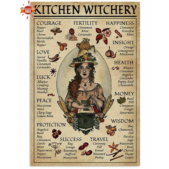 Vintage Kitchen Witchery Witch Poster Halloween Art Print Poster Decor Wall Art Home Poster No Frame Hot Trend New Poster To Gift 11 x 17 Inch Poster