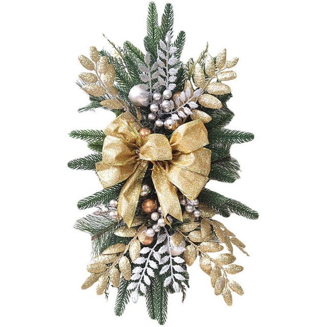Christmas Staircase Bow Pendant Teardrop Swag Stair Railing Decorative Swag