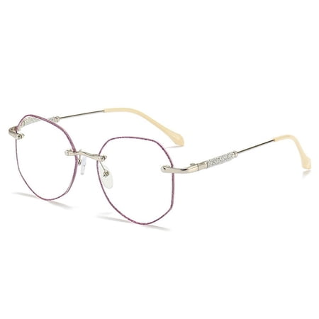Men Women Rhinestone Glitter Simple Anti-Blue Light Ultra Light Glasses Reading Glasses Eye Protection PURPLE STRENGTH 200