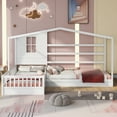 thumbnail image 2 of L-Shaped House Platform Bed with Roof & Window, Solid Wood Twin Size Corner Platform Bed Frame with Fence, Multifunctional Twin Playhouse Floor Bed Tent Bed for Boys Girls, No Box Spring Needed, White, 2 of 7