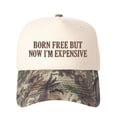 thumbnail image 3 of BORN FREE BUT NOW I'M EXPENSIVE Letter Embroidered Color Block Trucker Hat Unisex Adjustable Cotton Breathable Fashion Cap for Travel Daily Wear, 3 of 11