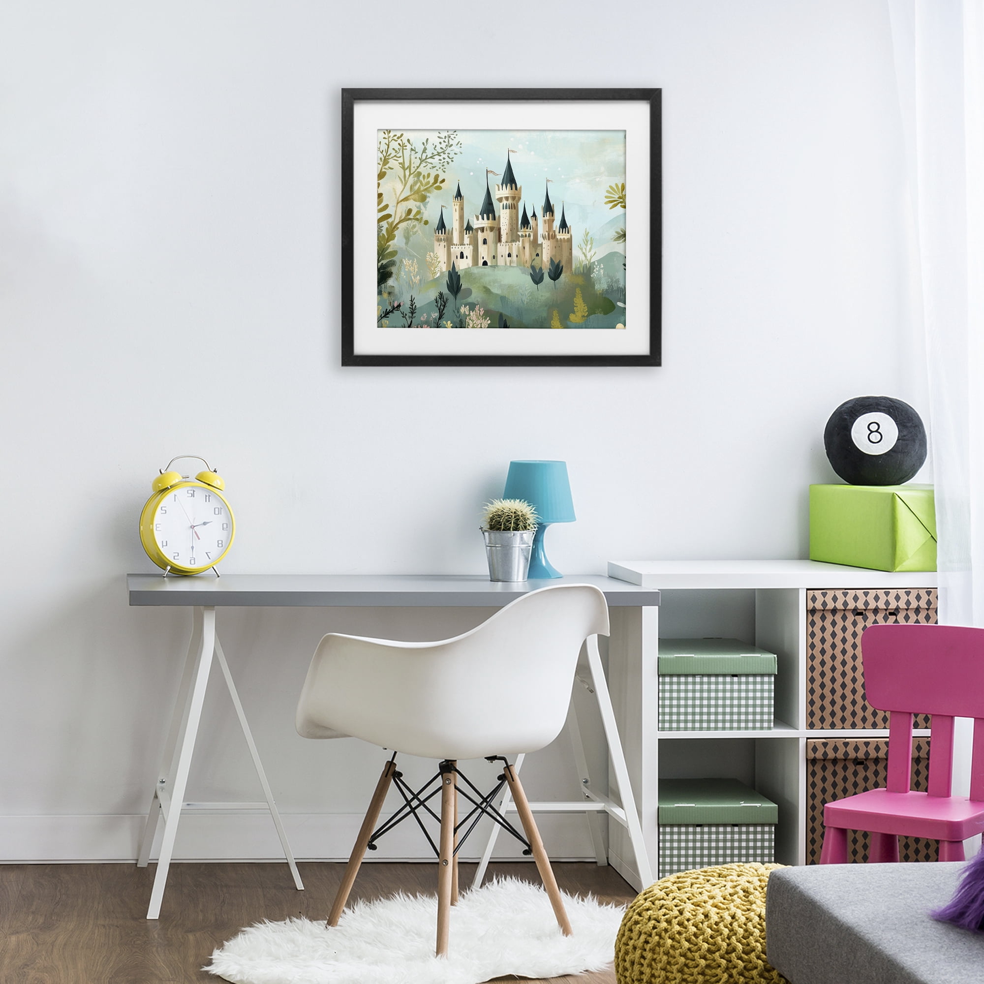 Stupell Industries Princess' Castle View Black Framed Print Under Glass, design by Christine Simpson Art