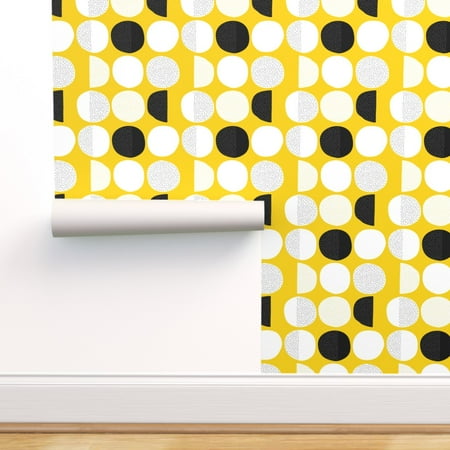 Peel And Stick Removable Wallpaper Mod Yellow Abstract Circles