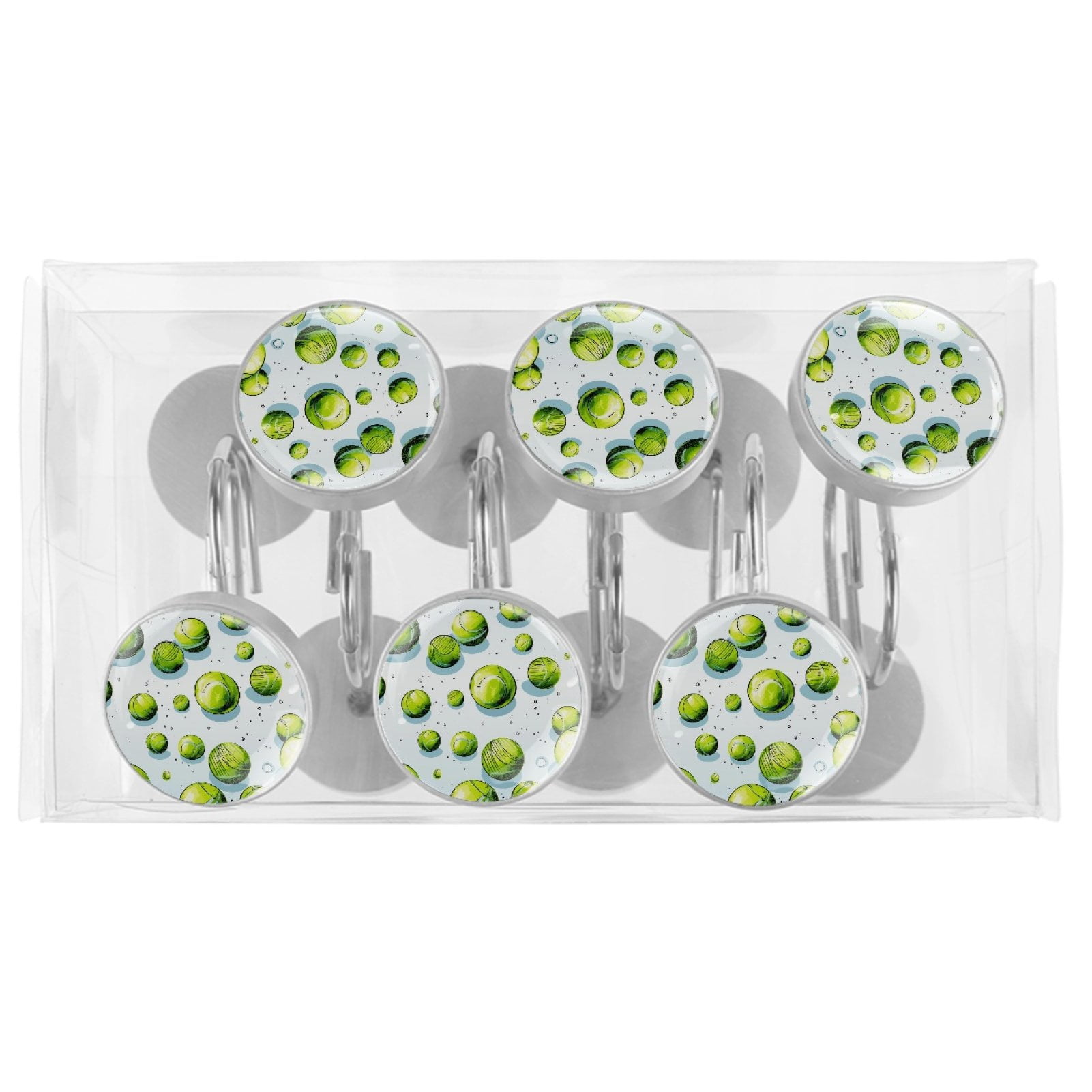 HemaKayy 12 Pcs Decorative Shower Curtain Hooks - Stainless Steel Rings for Bathroom Décor - Easy Glide & Secure Hold - Perfect Decoration for Bathroom Shower Rods - Tennis Balls