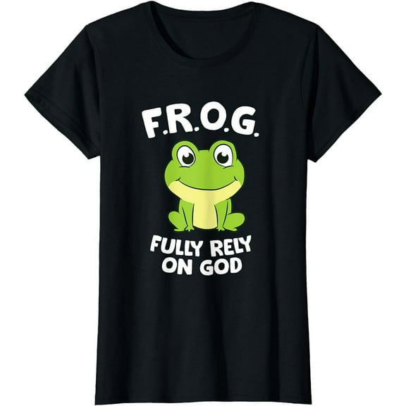 Cute Frog Fully Rely On God Christian Frog T-Shirt