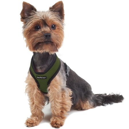 Soft Top Khaki Diamond (Dogs My Love Soft Mesh Walking Harness for Dogs and Puppies 6 Sizes Khaki (XS (Neck Max: 9