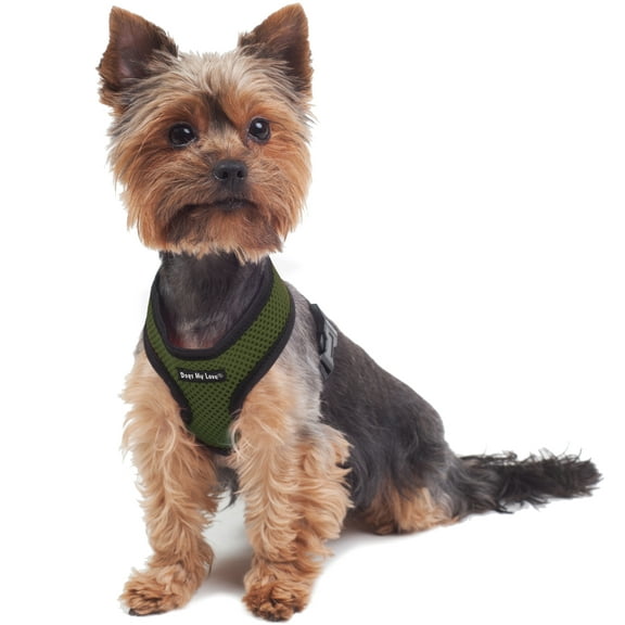 Dogs My Love Soft Mesh Walking Harness for Dogs and Puppies 6 Sizes Khaki (XS (Neck Max: 9"; Chest Girth: 10"-15"))