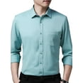 thumbnail image 1 of Hommes Manches Longues Casual Slim Fit Chemises Solide Bouton vers le Bas Robe Chemise Tourner vers le Bas Col Chemises, 1 of 4