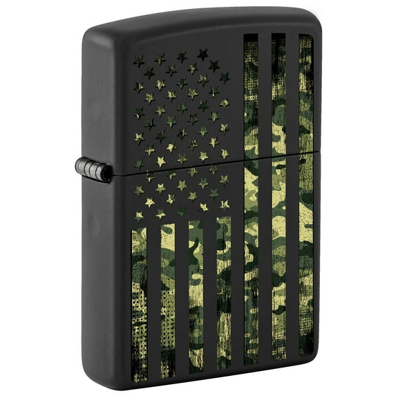 Zippo Lighter: Camouflage United States Flag - Black Matte 80983