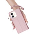 thumbnail image 4 of For iPhone 11 Crossbody Phone Case with Card Holder,Diamond Pattern PU Leather Wallet Case,Flip Case Folio Magnetic Kickstand Cover With Card Slots,With Long Lanyard&Wrist Strap,Rosegold, 4 of 8