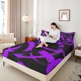 thumbnail image 4 of Homewish Purple Stripes Lines 4 Pieces Queen Sheet Sets for Female Men Adults,Vintage Aesthetic Ultra Soft Flat Sheet,Geometric Theme Queen Fitted Sheet,Luxury Bedroom Decor, 4 of 7