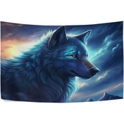 Bestwell Wolf Sky Tapestry Hippie Wall Hanging Tapestries Aesthetic Decorative for Living Room Bedroom Ceiling 60x40In