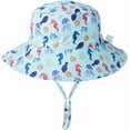 thumbnail image 7 of Baby Sun Hat UPF 50+ Wide Brim Bucket Hat - Adjustable Infant Toddler Sun Protection for Beach & Outdoor (Printed Blue,0-8 Months), 7 of 7