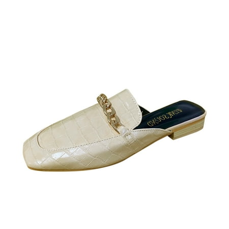 

Quealent Adult Women Shoes Comfortable Sandals Women Heel Squared Leisure On Womens Slip Casual Shoes Shoes Chain Women Shoes Wide Width Casual Beige 6.5