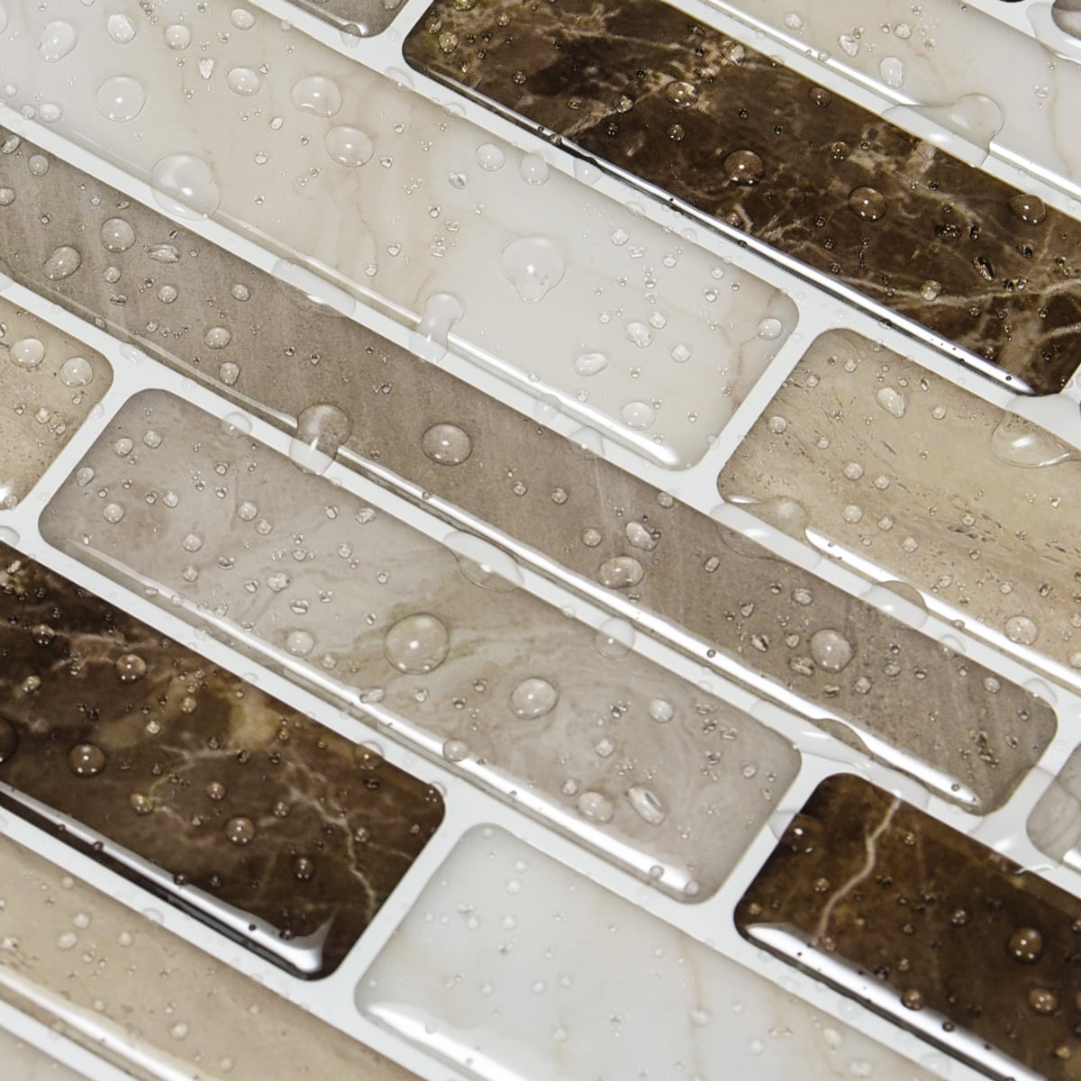 LongKing Peel and Stick Backsplash Tile Brown Marble Tile 12 in. x 12 in. (10-Pack)