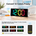 Wall Clock Color Full Large Digital Wall Clock with Full Screen Display, RGB Color Changing ...