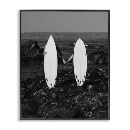 Stupell Industries Romantic Surfer Couple Sports Photography Black Framed Art Print Wall Art, 11 x 14