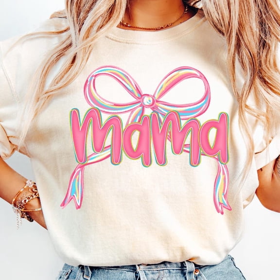 Coquette Mama Mini Shirt Mommy And Me Mama Bow Pink Mother Daughter Tee Vintage SAND S-5XL