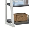 thumbnail image 3 of 5-Tier Ladder Bookshelf, Rustic Book Shelves Storage Rack with Rubber Wood Frame, 5-Tier Bookcase Ladder Shelf for for Bedroom, Living Room, Home Office, Kitchen,  Apartment, Grey&White, 3 of 7