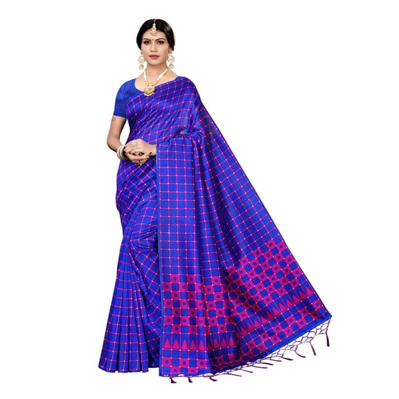 Multi color Mysore Silk saree/sari with running blouse For Women/Girls