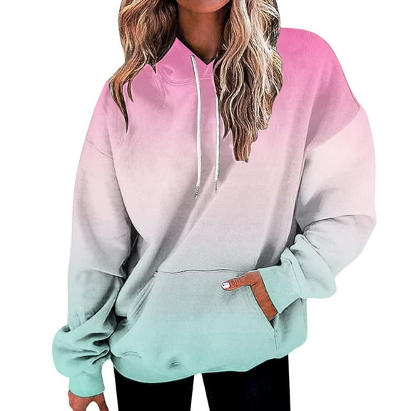 Gerichy Long Sleeve Tops for Women Women Plus Size Hoodies Women Loose Tie-Dye Printed Buttoned Long Sleeve Sweatshirt Tops