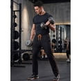 thumbnail image 5 of Xidunhg Men's Black Sweatpants, Neon Orange Contrast Side Stripe, Quick Dry Straight Leg Gym Casual Pants with Zipper Pockets, 5 of 10