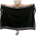 thumbnail image 5 of HAPPY BAY Women's Bikini Sarong Swimwear Swim Cover up Skirt Bathing suit Summer Wraps Swimsuit Beach Wrap Coverups for Women Beachwear One Size Charcoal, Embroidery, 5 of 5