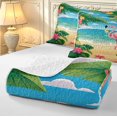 thumbnail image 4 of Erosebridal Cartoon Flamingo Animals Quilt King,Dreamy Ocean King Coverlet Set,Green Blue,3-Piece,1 Bedspread and 2 Pillowcases, 4 of 7
