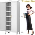 thumbnail image 3 of 75” Tall Pantry Cabinet, Metal Kitchen Storage Cabinet with 2 Doors and 5 Adjustable Shelves, White Storage Cabinet Cupboard for Kitchen, Dining Room, Living Room and Bathroom (White), 3 of 15
