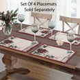 thumbnail image 5 of Christmas Holiday Presley Red and White Poinsettia Bordered 70 inch Round Fabric Tablecloth, 5 of 8